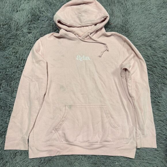 PacSun “Relax” Pink Hoodie Sweatshirt Size Large - Picture 1 of 7